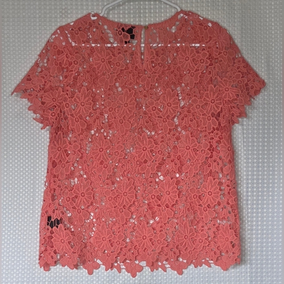 Coral Lace Blouse Cottagecore Romantic Top Feminine Chic Brunch Outfit - Picture 7 of 8
